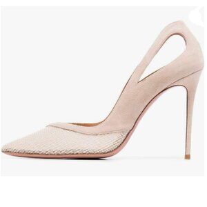 FSJ Nude Comfy Pointed Toe High Heel Mesh Pumps Slip on Dressy Ladies Date Shoes